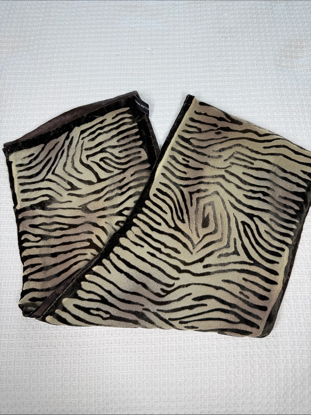Ellen Tracy brown and tan animal print velvet scarf